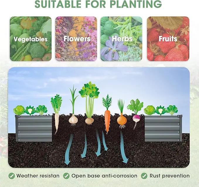Raised Garden Bed,Galvanized Raised Garden Beds Outdoor for Vegetables Flowers Herbs, Raised Bed Planter Box, Metal Raised Garden Bed Kit with Gloves, 6x3x1ft,Gray by GreenHaven Gardens