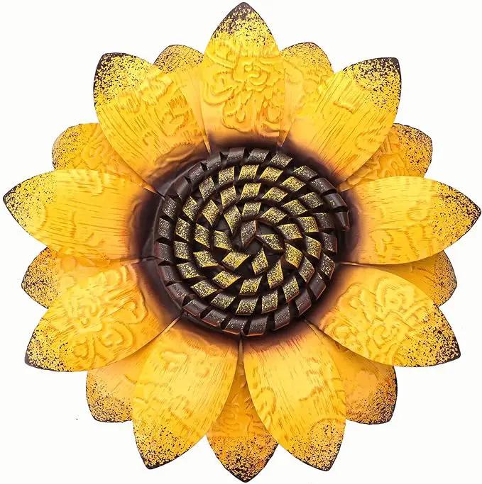 EASICUTI Sunflower Metal Flowers Wall Decor Metal Wall Art Decorations Hanging for Indoor Outdoor Home Bathroom Kitchen Dining Room Bedroom Living Room Or Wall Sculptures 12 Inch by GreenHaven Gardens