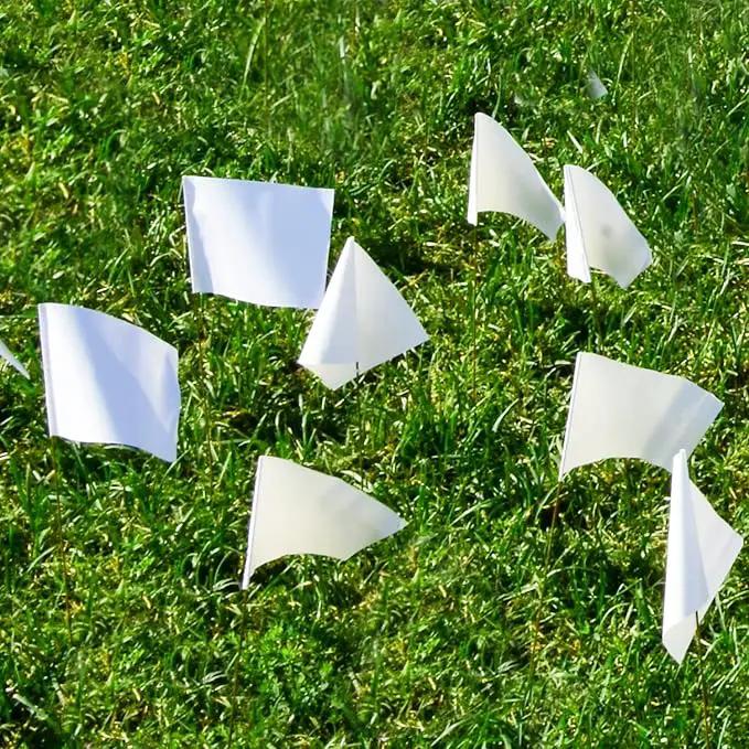 Zozen 100Pack White Marking Flags, Writable/15x4x5 Inch, Yard Flags for Lawn & Irrigation & Landscape & Sprinkler & Survey & Dog Training. by GreenHaven Gardens