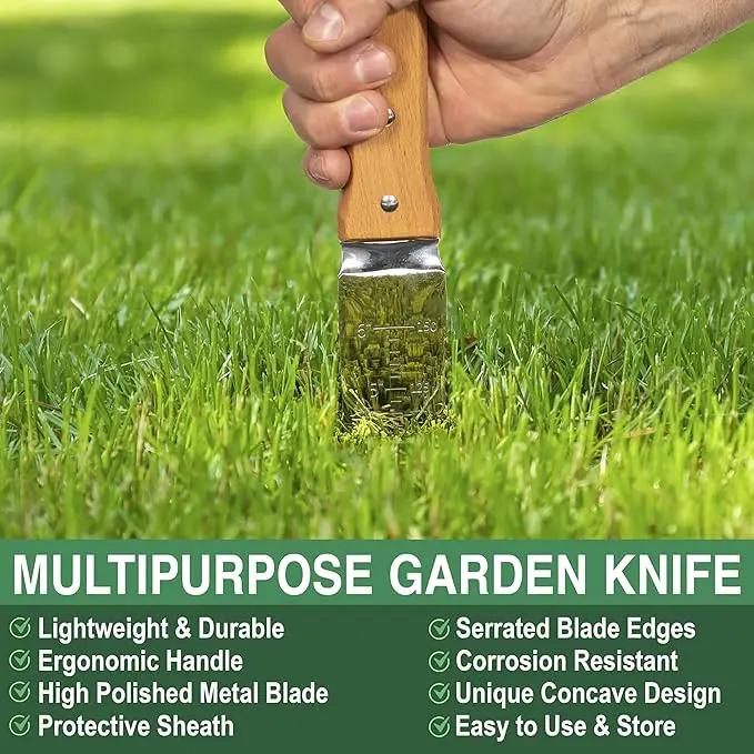 Grampa's Garden Knife - Versatile 7" Hori Hori Garden Knife With Straight & Serrated Steel Blade. Heavy-Duty Garden Hand Tool For Weeding, Digging or Planting. Includes Protective Sheath. by GreenHaven Gardens