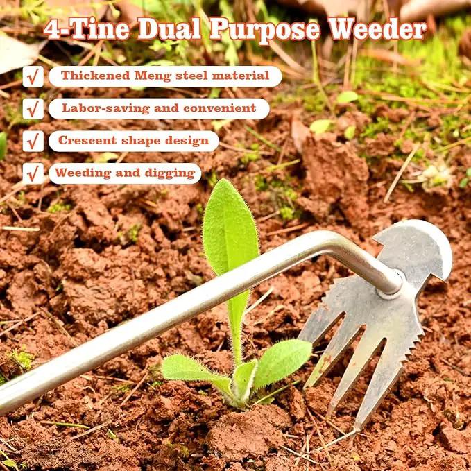 Weed Removal Tool，Portable Garden Weeder Tool，2024 New Manganese Steel Weed Puller Tool with Rubber Handle for Vegetable Gardening Garden Yard Farm Farm Planting & Uprooting Weeding Tool by GreenHaven Gardens