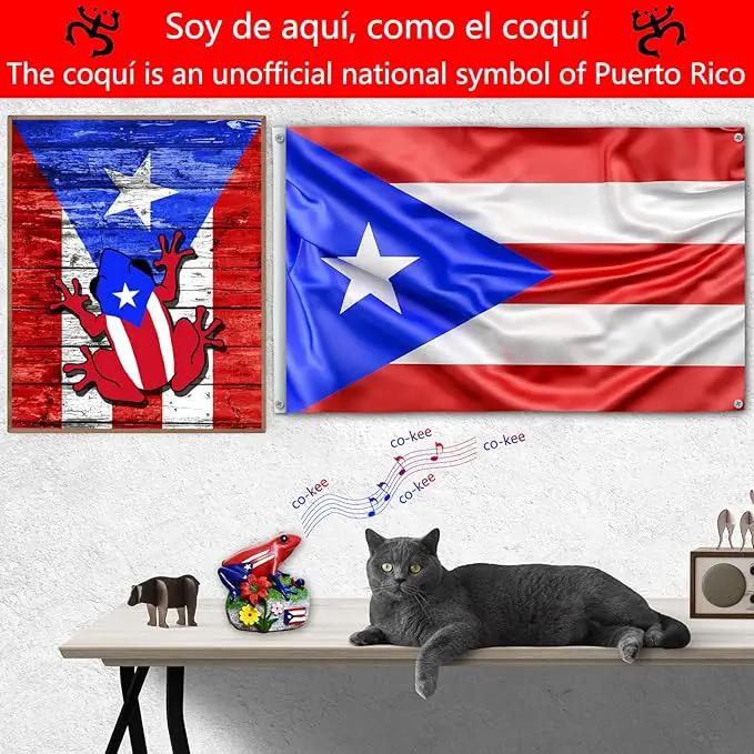 Puerto Rico Souvenirs, Puerto Rican Coqui with Sound, National Symbol of Puerto Rico Decorations Gifts, Novelty Puerto Rican Theme Sculpture Coqui Signs Frog Figurine, Battery Not Included by GreenHaven Gardens