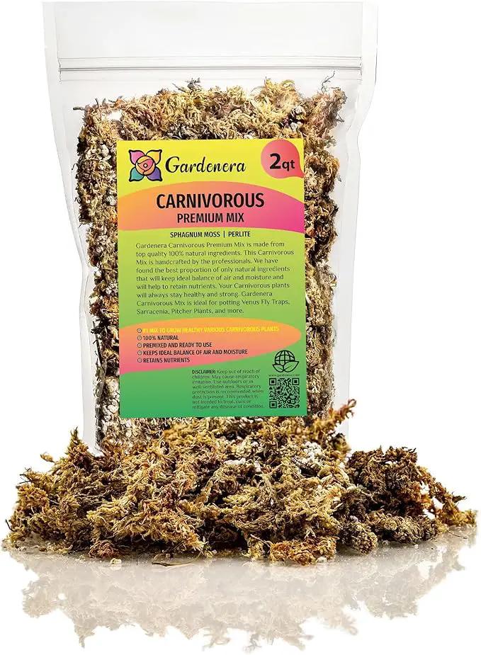 Sphagnum Moss Potting Mix for Carnivorous Plants, Moss and Perlite Blend for Potting Venus Fly Traps, Sarracenia, Pitcher Plants - 75% Sphagnum Moss + 25% Perlite - Made in USA - 2 Quart by GreenHaven Gardens