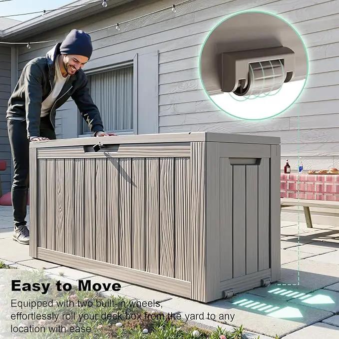 DRATO 75 Gallon Deck Box, Waterproof Resin Large Outdoor Storgae Box for Patio Furniture, Patio Cushions, Gardening Tools, Pool and Sports Supplies, Lockable by GreenHaven Gardens