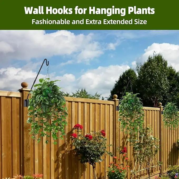 Deck Hook Wall Mounted,Extended Plant Hanger Outdoor,Bird Feeder Hanger-Metal Fence Shepherds Hooks Bracket for Hanging Hummingbird Feeder,Planter,Flower Baskets,Lantern-360°Rotating Pole by GreenHaven Gardens