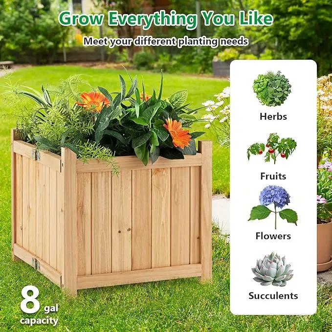 COSTWAY Planter Garden Bed, Folding Planter Box with Drainage Holes for Vegetables, Herbs, Fruits & Flowers, Outdoor Indoor Raised Planting Bed for Patio, Backyard, Lawn, 15" L x 15" W x 14" H by GreenHaven Gardens