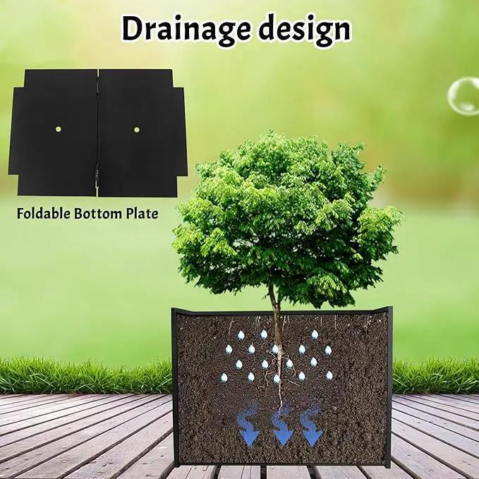 Galvanized Steel Rectangular Planter, 16"x 12"x 12" Small Planters for Outdoor Plants, Black Outdoor Planter with Drainage Holes by GreenHaven Gardens