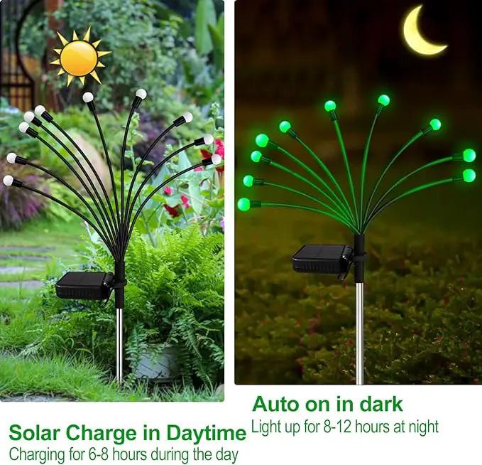 Solar Garden Lights Outdoor, 6 Pack 60 LED Green Firefly Lights Waterproof, Sway by Wind, Solar Swaying Light for Yard Patio Backyard Garden Planter Flower Bed Pathway Outdoor Decoration by GreenHaven Gardens