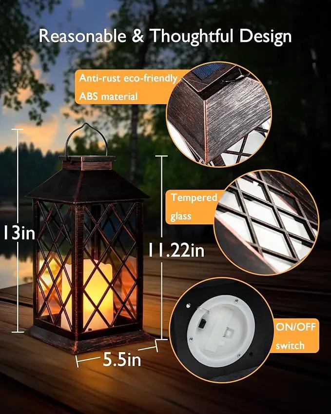 Homemory Solar Lanterns Outdoor Waterproof Hanging with Flickering Flameless Candles, 2 Pack 13'' Garden Outdoor Lantern Decorative for Patio Front Porch Backyard Balcony Cabin Outside(Antique Copper) by GreenHaven Gardens