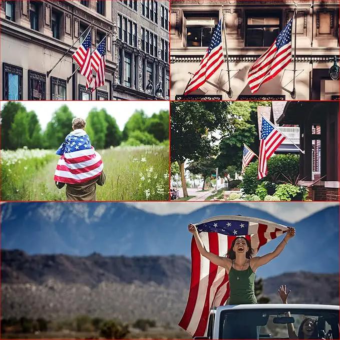 AZCOVER American Flag 2x3 FT US Flag for Outside Heavy Duty Nylon American Flags 24x36 Inch for Outdoor with Embroidered Stars Sewn Stipes and Brass Grommets by GreenHaven Gardens