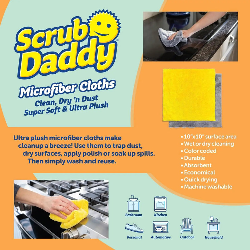 Scrub Daddy Household Cleaning Supplies - The Microfiber BBQ Bundle - Includes 2 Microfiber Towels, 1 Grill Brush & PowerPaste Cleaning Paste with 1 Scrub Mommy Sponge by GreenHaven Gardens