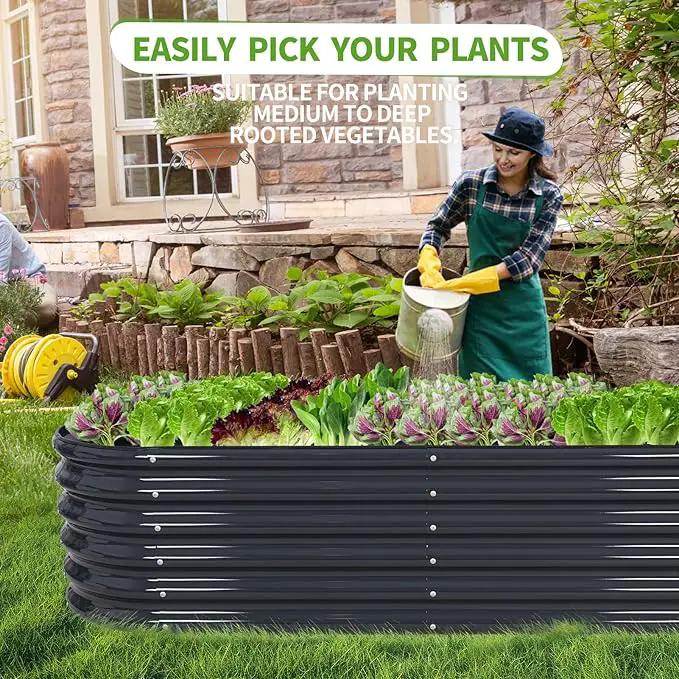 Galvanized Raised Garden Bed Outdoor- Raised Beds for Gardening| Metal Planter Box, Steel Raised Garden Bed Kit with Safety Edging and Gloves for Vegetables, Flower, Herbs (6x2x1.4FT, Gray) by GreenHaven Gardens
