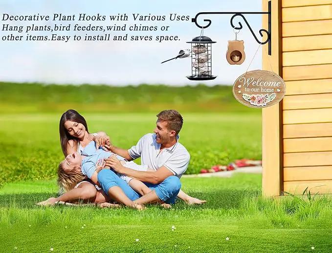 Plant Hangers Outdoor 2 Pack Hanging Basket Hooks,12in Metal Plant Bracket Wall Hooks for Hanging Flower Basket,Hanging Plant Holder by GreenHaven Gardens