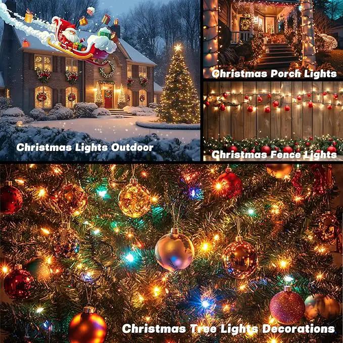 OZS 2PK 240LED 95FT Solar String Lights Outdoor Waterproof, Solar Christmas Light Auto On/Off, Green Wire Solar Tree Lights with 8 Lighting Modes for Party Garden Christmas Decorations (Warm White) by GreenHaven Gardens