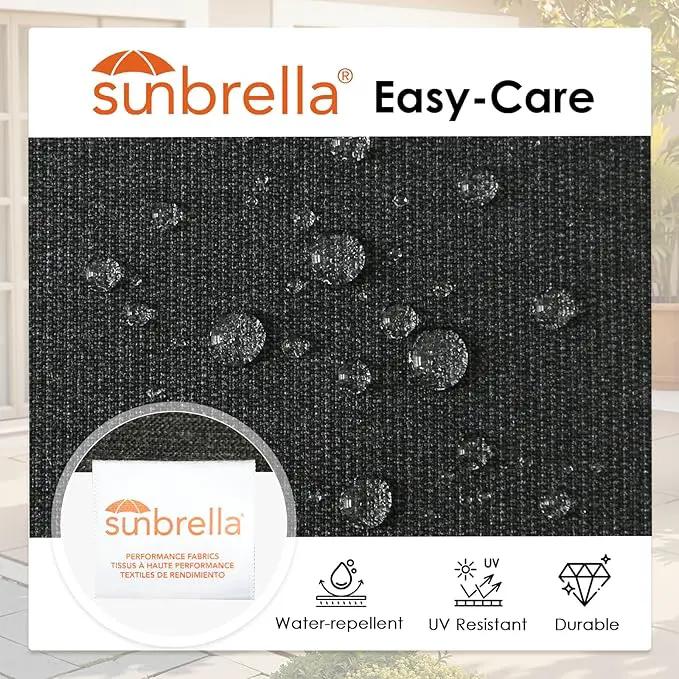 Outdoor Sunbrella Round Corner Seat Cushion, 17"x16"x2", Set of 4, Non Slip Seat Cushion Pads with Removable Cover for Patio Furniture, Garden Yard Lawn, Spectrum Carbon by GreenHaven Gardens
