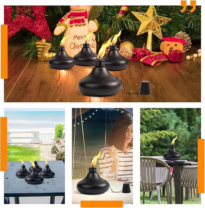 Upgraded Tabletop Torches Set of 2, 24oz Citronella Candles for Outdoor, Metal Table Top Torches for Outside, Refillable Torch Lanterns for Patio, Yard, Deck, Garden, Party by GreenHaven Gardens