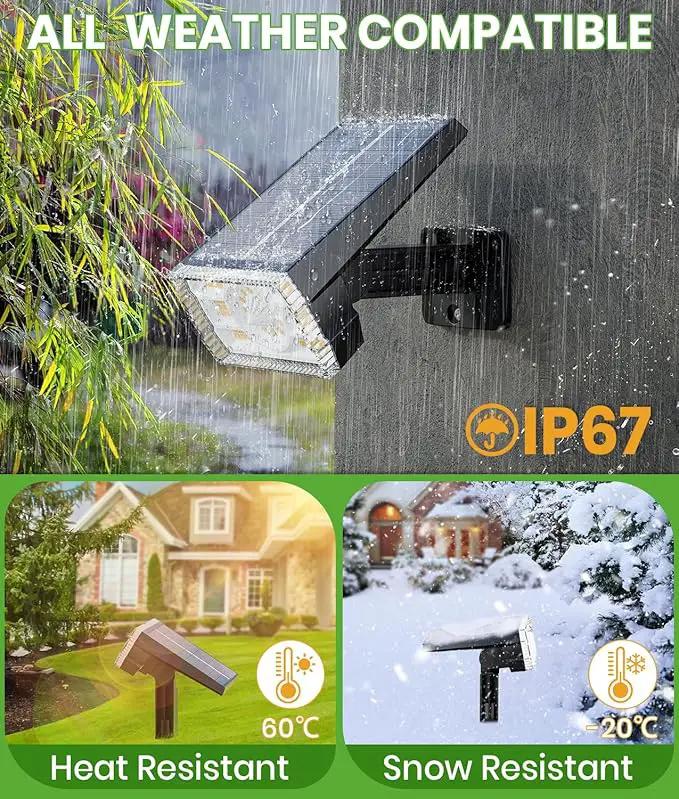 Solar Spot Lights Outdoor Waterproof IP67, 58 LED 3 Lighting Modes Solar Flood Lights, 2-in-1 Wall Light for Tree Yard Garden Pathway (Warm White, 1 Pack) by GreenHaven Gardens