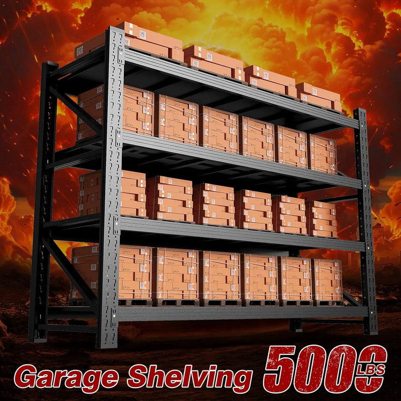 5000LBS Metal Steel Storage Shelves - 60" W Black 4 Tier Heavy Duty Rack Commercial Industrial Shelving with Adjustable Shelf for Basement Garage Warehouse - 60" W x 24" D x 70" H by GreenHaven Gardens