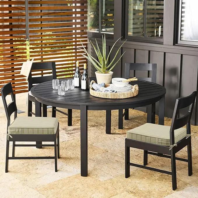 Outdoor Square Corner Seat Cushion, 19"x19"x3", Set of 4, Non Slip Seat Cushion Pads with Removable Cover for Patio Furniture, Garden Yard Lawn, Beige Brown Stripe by GreenHaven Gardens