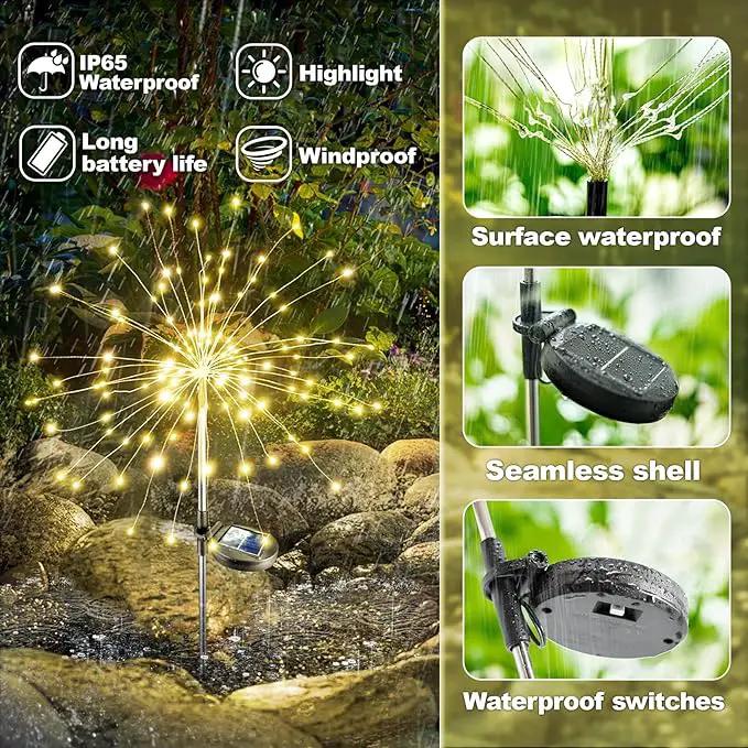 Anordsem Solar Lights Outdoor Waterproof: Garden Light Solar Powered for Yard Outside - Sparkler Fireworks Twinkle Lighting Path Decor 2 Pack - LED Starburst Gardening Gifts for Women Mom Wife by GreenHaven Gardens