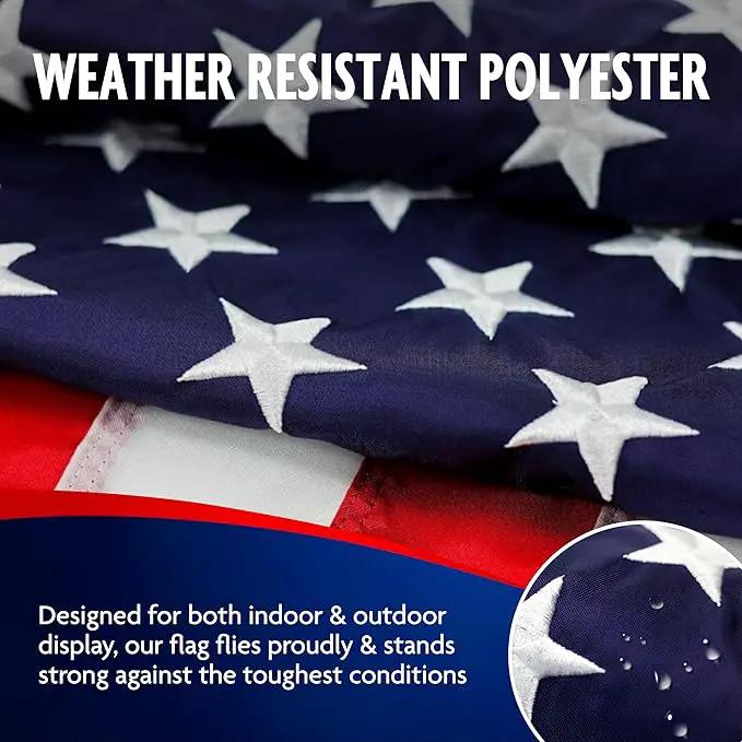 Carrot-Top Patriarch Polyester American Flag for Outside & Inside 4x6 - US Flag, Outdoor, United States Flag Made in USA, Heavy Duty w/Brass Grommets by GreenHaven Gardens