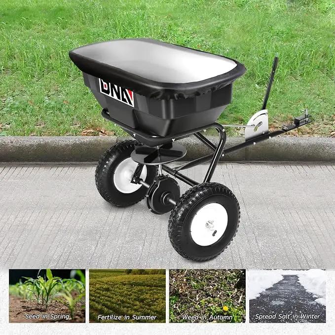 DNA MOTORING Tow Behind Broadcast Spreader, 125 LB / 60L Capacity, Multi Use Tool for Fertilizer, Grass Seed, Salt, Ice Melt, Lawn and Garden Seeder, with Wheels, with Wheels, TOOLS-00612 by GreenHaven Gardens