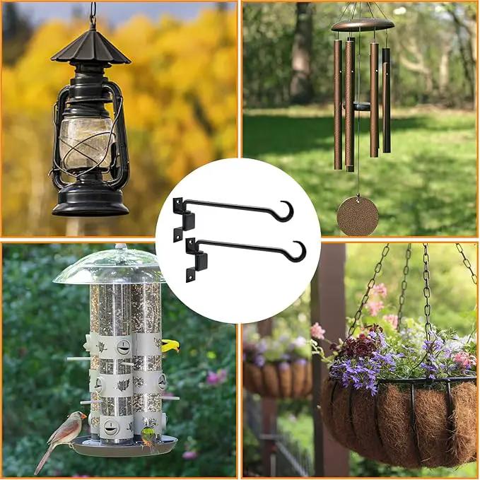 16 inch 2 Pack Swivel Plant Hangers Outdoor Heavy Duty - Black Iron Plant Hanging Hook Bracket for Flowers Baskets Pots Bird Feeder Lanterns Wind Chimes by GreenHaven Gardens