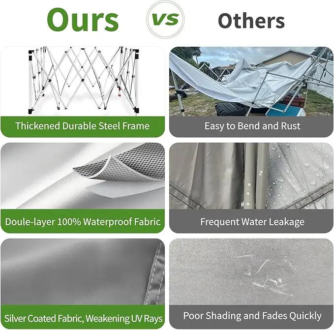 Shades 10x10 Pop Up Canopy,Heavy Duty Beach Tent with Carrying Bag for Easy Moving,Sun Shelter for Parties,Events,Camping,Outdoor Gazebo with 420D PU Coated Waterproof White Fabric,4 Sandbags by GreenHaven Gardens