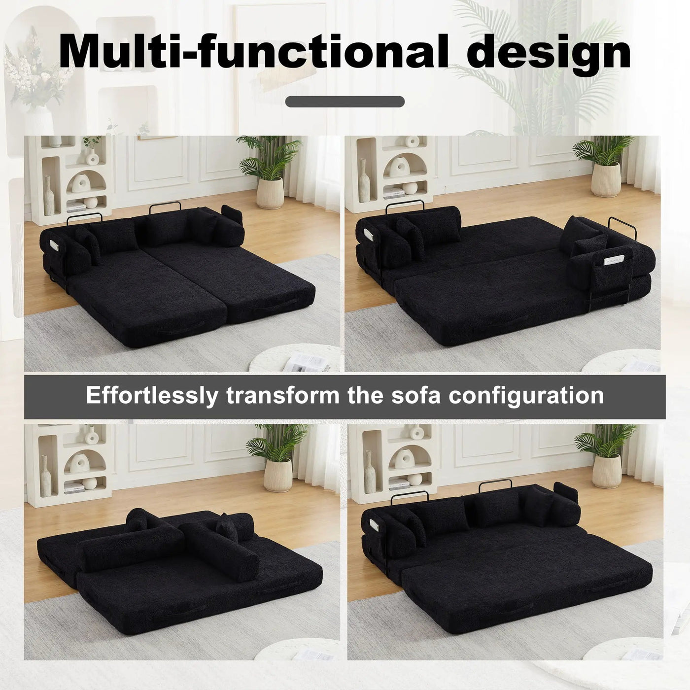 Convertible Sleeper Sofa Bed With Cylindrical Pillow by HouseOfZazla