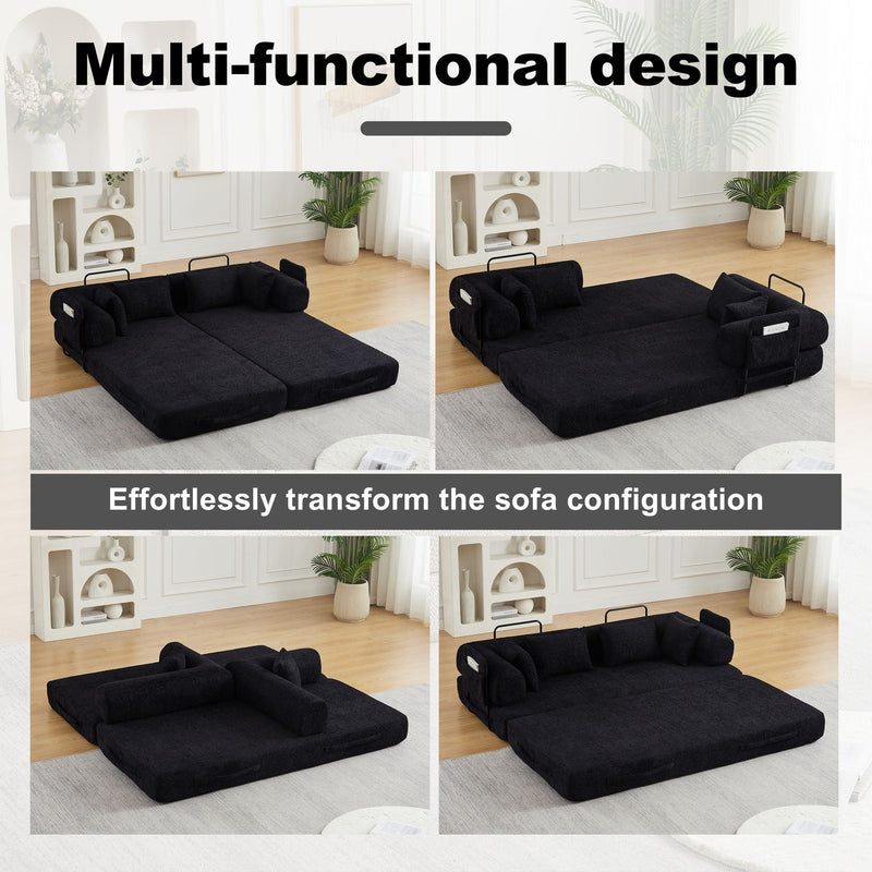 Convertible Sleeper Sofa Bed With Cylindrical Pillow by HouseOfZazla