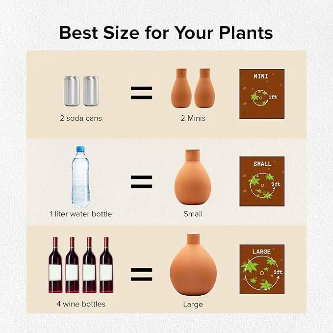 Classic Olla Watering Pot Mini – Set of 2 | Holds 12 Ounces | Plant Watering Bulb Olla Watering System with Terra Cotta Irrigation Pots | Self Watering While on Vacation | The Olla Company by GreenHaven Gardens
