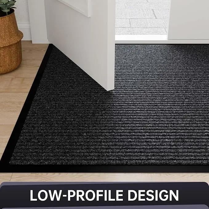 Front Door Mat, Heavy Duty Indoor Outdoor Entrance Door Mat, 72" x 36" Commercial Door Mats for Entryway, Durable Non-Slip Rubber Backing, Low-Profile Welcome Mats for Entry, Gray by GreenHaven Gardens