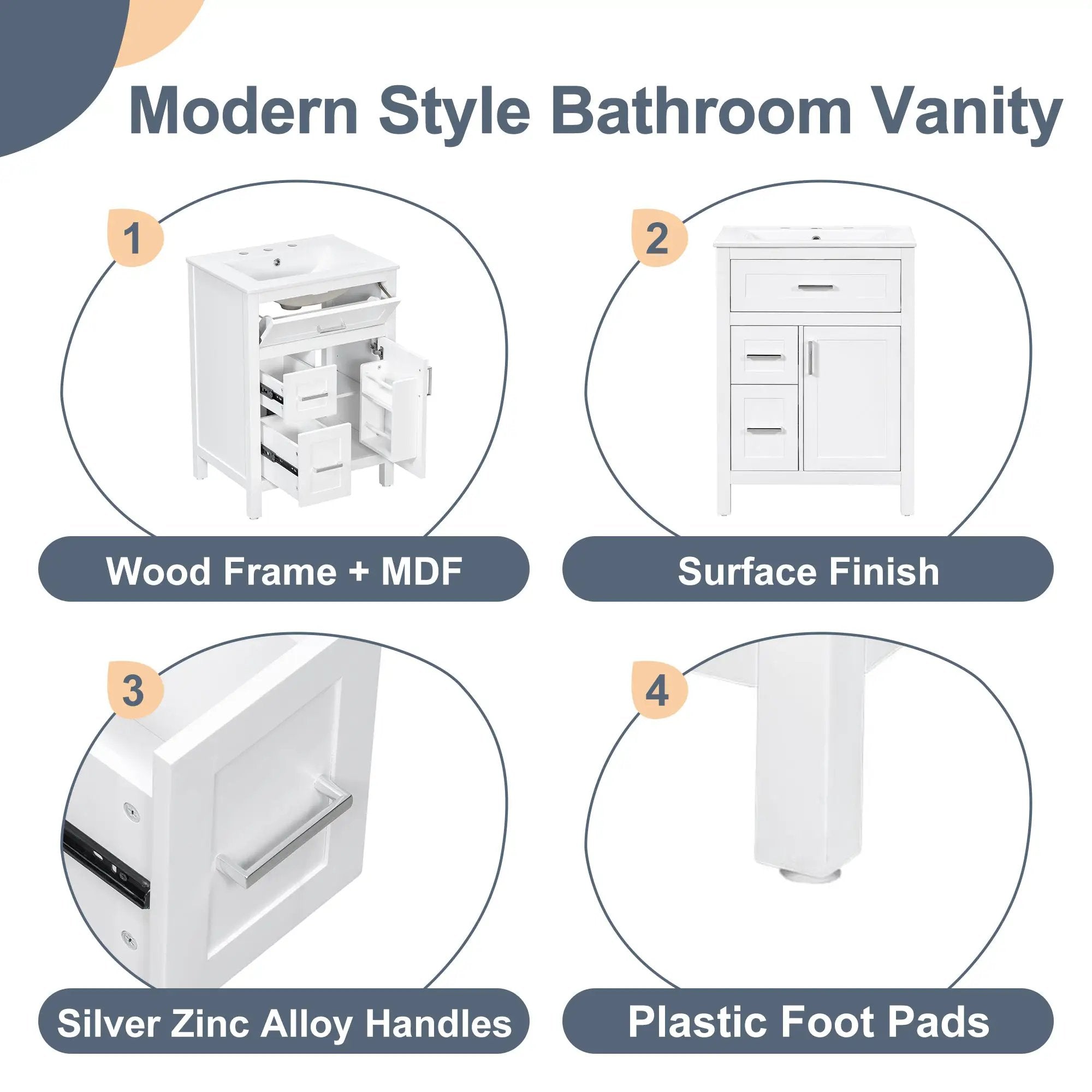 24 Inch Bathroom Vanity with Ceramic Sink by HouseOfZazla