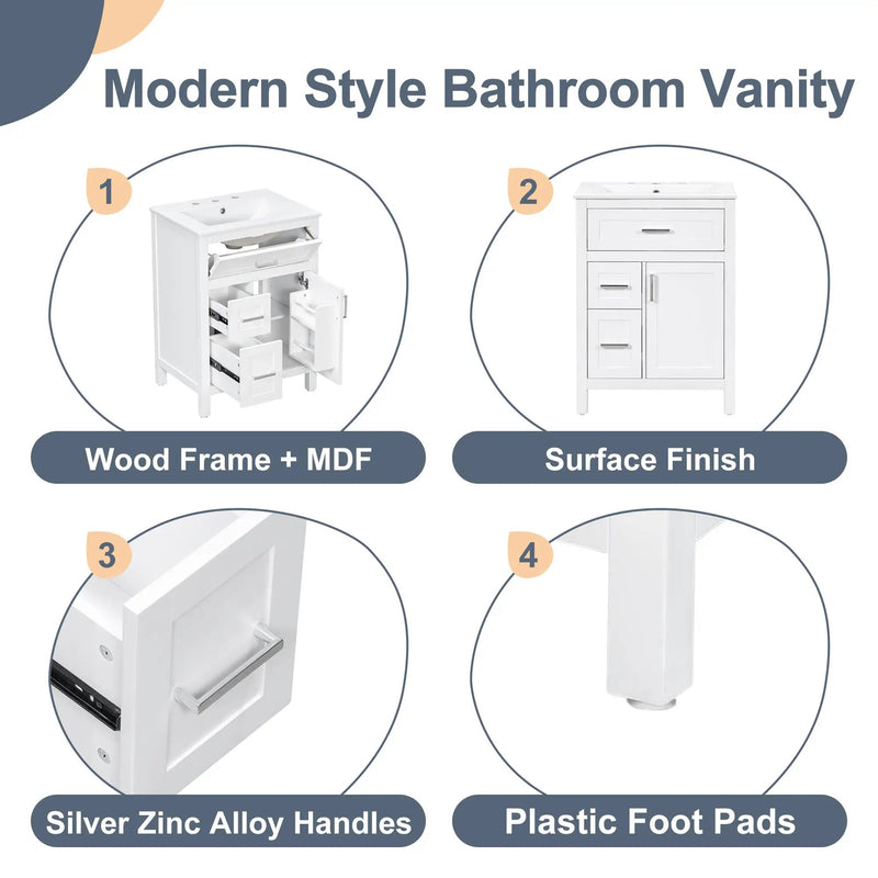24 Inch Bathroom Vanity with Ceramic Sink by HouseOfZazla