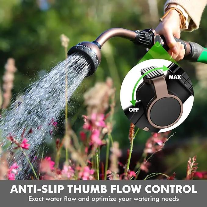 RESTMO Watering Wand, Heavy Duty Metal Garden Hose Wand with Thumb Flow Control, 15-Inch Long Hose Nozzle Sprayer with 10 Spray Patterns, Ideal to Water Hanging Baskets and Shrubs, Oil Rubbed Bronze by GreenHaven Gardens