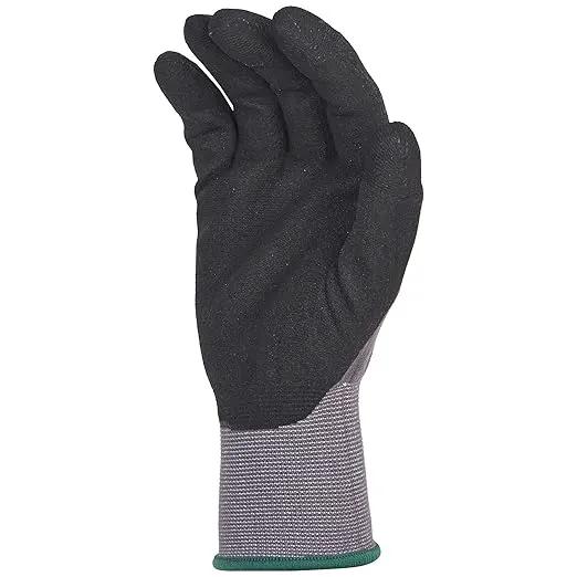 Amazon Basics Micro-Foam Nitrile Coated Work Gloves, Nylon Liner Fiber, Touch Screen, Size 8/M, 12 Pairs, Grey by GreenHaven Gardens