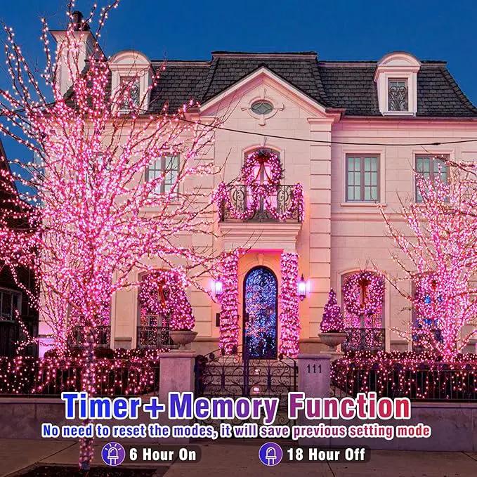 300 LED Pink String Lights, 99ft Pink Christmas Lights Outdoor 8 Modes Clear Wire, Plug in Waterproof Twinkle Fairy Lights for Bedroom Indoor Wedding Christmas Party Decorations by GreenHaven Gardens