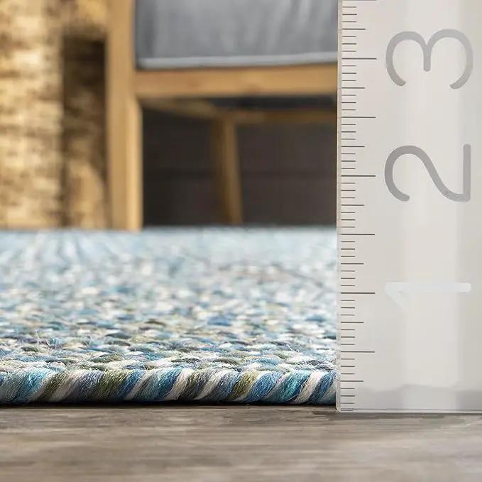 nuLOOM 3' x 5' Solid Hand Braided Indoor/Outdoor Area Rug, Pet-Friendly, High Traffic, Weather Resistant, for Patio, Balcony, Bedroom, Living Room, Dining Room, Wynn Aqua by GreenHaven Gardens