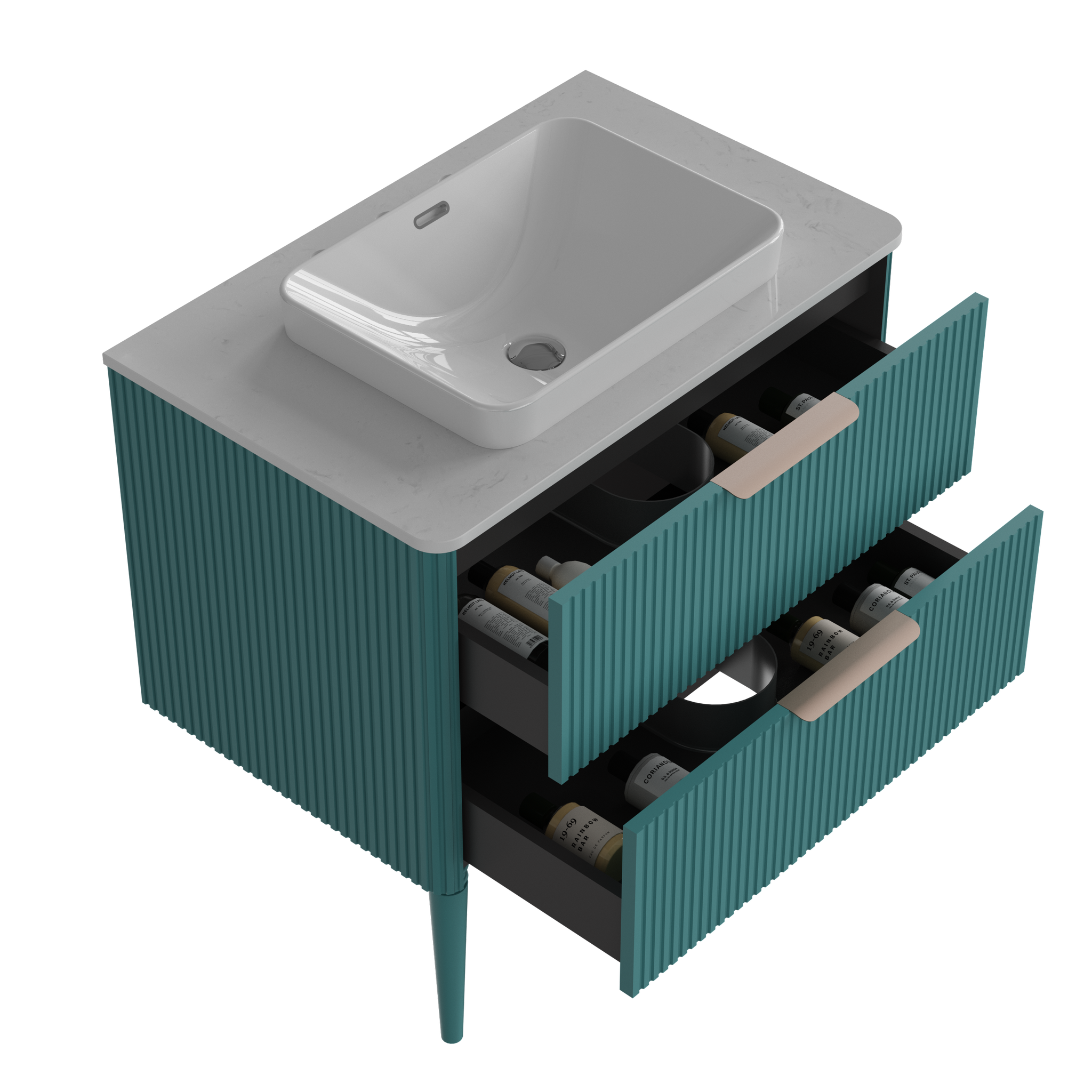 Elena Striped Aquamarine Bathroom Vanity Without Sink by HouseOfZazla