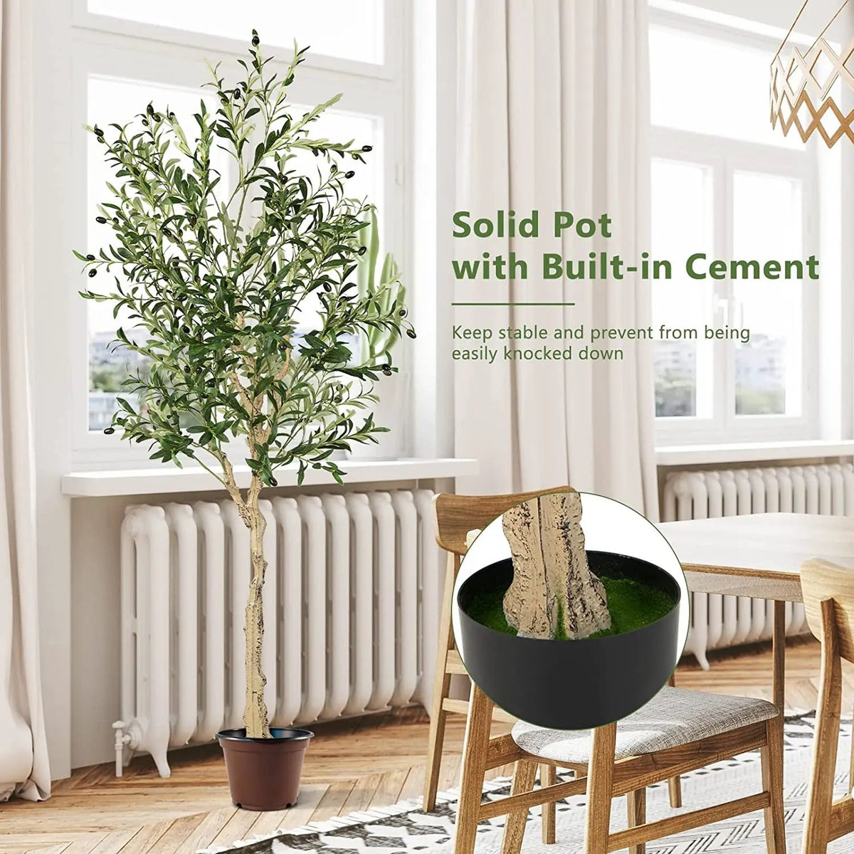 6 Feet Artificial Olive Tree in Cement Pot, photo 2 of 9