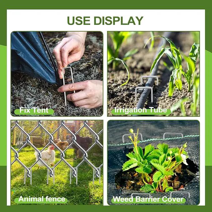 30 Pcs Galvanized Landscape Staples Metal Garden Stakes Heavy Duty for Ground Cover, U-Shaped Pins Yard Stakes Weed Barrier Fabric, Garden Hose, Drip Irrigation, 1 inch*(6+4 inch) by GreenHaven Gardens