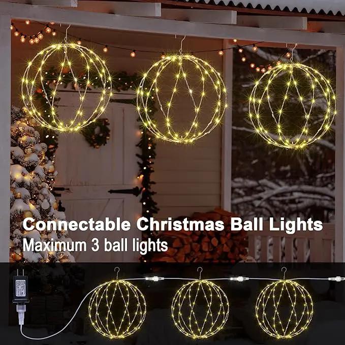LIGHTSHARE 248LED 12IN+16IN+20IN Light Ball Yard Decoration Pathway Lights White Sphere Light Fold Flat Metal Frame Indoor Outdoor Waterproof Garden Lights, Plug in(Set of 3) by GreenHaven Gardens