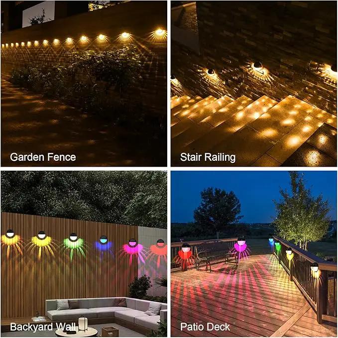 VNPONV RGB Solar Deck Lights Outdoor 6 Pack, Solar Fence Step Lights IPX7 Waterproof Led Solar Lights for Outdoor Stairs, Yard, Patio, and Pathway by GreenHaven Gardens