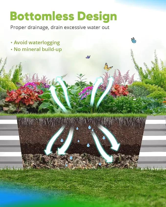 Quictent Galvanized Raised Garden Bed 6x3x1 Ft Metal Planter Box for Vegetables Bottomless for Backyard Outdoor, Include 1 Tomato Cage, Silver by GreenHaven Gardens