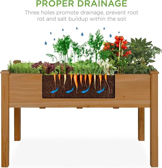Best Choice Products 48x24x30in Raised Garden Bed, Elevated Wood Planter Box Stand for Backyard, Patio, Balcony w/Bed Liner, 200lb Capacity - Acorn Brown by GreenHaven Gardens
