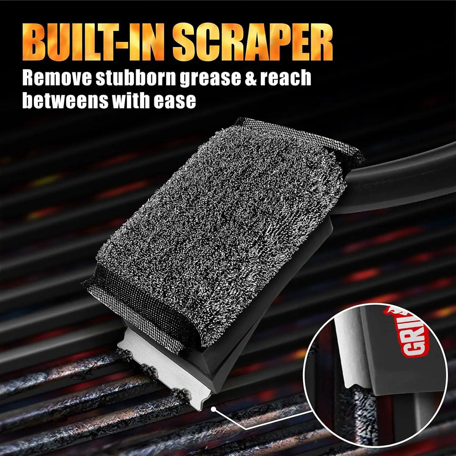 GRILLART Grill Brush Bristle Free, SteamWizards [Ultra Safe & Efficient] Grill Cleaner Brush with 1 Replacement Head, for Cast Iron and Stainless Steel Grates, BBQ Grill Brush for Outdoor Grill by GreenHaven Gardens