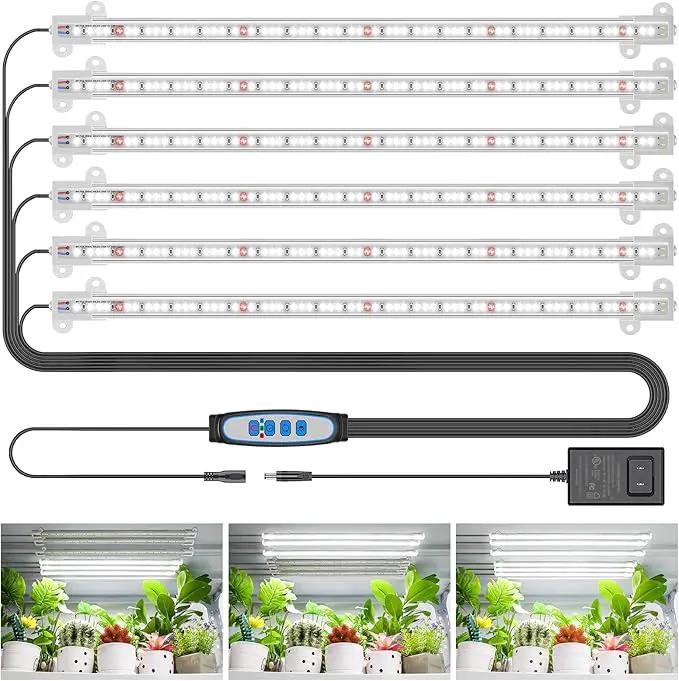Wiaxulay Grow Lights for Indoor Plants, 360 LEDs Full Spectrum Plant Grow Light, 6 Bars/16 in Grow Light Strip with Auto Timer 6/12/16 Hrs, 3 Switch Modes, 5 Dimmable Levels for Hydroponics Succulent by GreenHaven Gardens