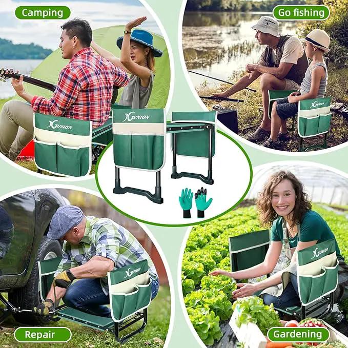 Garden Kneeler and Seat Gardening Stool Heavy Duty Garden Kneeling Bench with Handles Seat Bench Comes with Tool Pouch & Gloves Gardening Gifts for Seniors Women & Men (Green) by GreenHaven Gardens