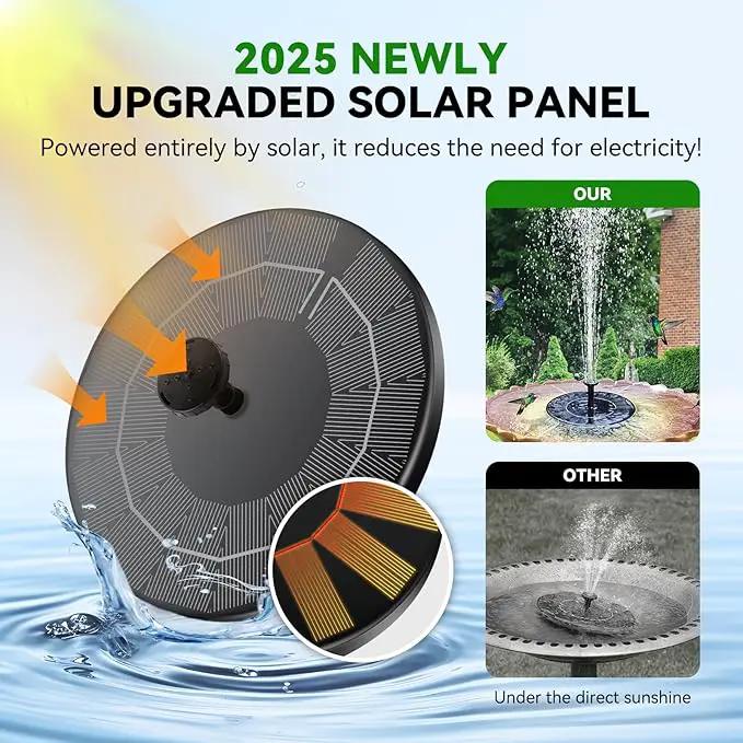 Solar Bird Bath Fountain Pump, Upgrade Solar Powered Water Fountain for Bird Bath Solar Fountain with 8 Nozzles, Small Solar Fountain, Solar Water Birdbath Fountain for Outdoors-2.5W by GreenHaven Gardens