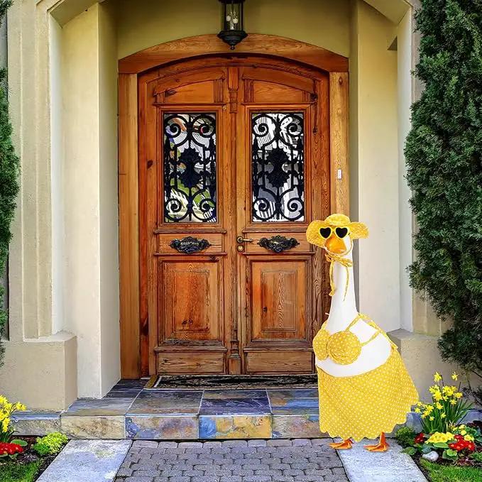 Bikini Goose Outfit Lawn Goose Clothing Porch Goose Outfits Summer Yard Goose Outfits Hawaiian Luau Goose Outfit for 23'' Lawn Goose Outdoor Decoration(Bikini,Yellow) by GreenHaven Gardens